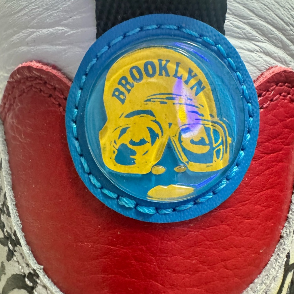 Jordan Athletic Shoes Red and Blue with Yellow Accents